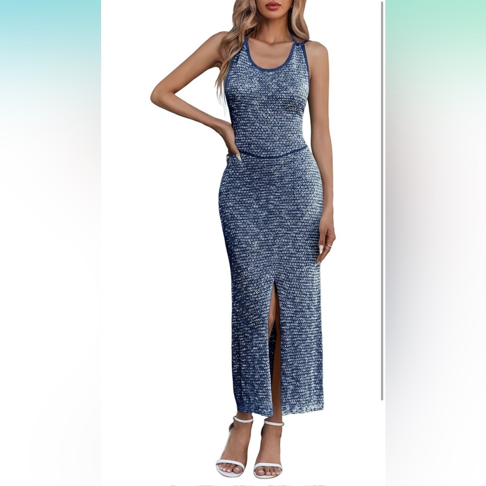 Amazon Blue striped Maxi Dress
